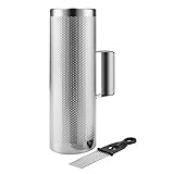 Flexzion Metal Guiro with Scraper Shack 4' x 12' - Round Cylinder Stainless Steel Latin Hand Percussion Instrument with Handle Guiro Musical Training Tool for Jazz Bands, Concerts, Live Performance