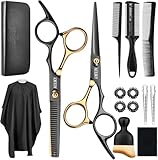 Haarschere Set, 15 Stücke Friseurschere Set Friseurscheren Profi 6,7 Zoll Haarschneideschere Hohe Qualität 440C Delstahl Haarschneide Set für Damen Herren Kinder Familie Friseursalon