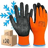 MK-Glove Warme Arbeitshandschuhe (12 Paar) - Winter Bauhandschuhe mit Latex-Beschichtung - Thermo-arbeitshandschuhe Abriebfest - Heren Sicherheitshandschuhe - Größe 10-XL