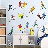 KAIRNE Fußball Wandtattoo,Wandtattoo für Kinderzimmer Junge,Kinder Fussball Wandaufkleber für Jugendzimmer,Fußballspieler Wandsticker für Schlafzimmer Teenager,Sport Fussbälle Wandbild für Babyzimmer