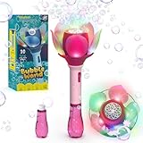 PANACARE Blumen Seifenblasenstab, Elektronische Seifenblasenmaschine Kinder mit Seifenblasenlösung/Akku/Licht, Bubble Machine 10000+ Blasen Outdoor Spielzeug Kinder Geschenk/Geburtstag/Party/Hochzeit