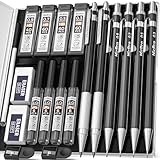 Nicpro 6 Stück Druckbleistifte Set mit Etui, Metall Mechanische Bleistifte 0,3, 0,5, 0,7, 0,9 & 2 mm Fallminenstift mit 8 Röhrchen Bleistiftminen (4B 2B HB 2H), Radiergummis, für Schreiben, Skizzieren