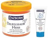 Enzborn Teufels Heiße Salbe 200 ml + gratis Teufelssalbe Eis 10 ml Intensiv Wärmendes Pflegegel mit Teufelskralle und