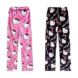 2er Pack Flanell Pyjamahose Damen Lang Schlafanzughose Y2K Pyjama Hose Flauschig Schlafhose Fleece Pants Cartoon Kawaii Winter Flanellhose Loungewear Teenager Mädchen Kleidung Geschenke für Frauen