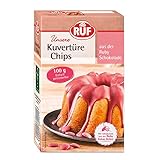 RUF Ruby Kuvertüre-Chips, Rosa, Schokolade aus der Ruby Kakao-Bohne, zum Glasieren & Dekorieren von Kuchen, Torten & Pralinen, glutenfrei, 1 x 100g