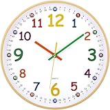 VINILITE Kinder Wanduhr ohne Tickgeräusche 30cm Bunt Zahlen Modern Quartz Lautlos Wanduhr Batteriebetrieben für Kinderzimmer, Küche, Wohnzimmer, Schlafzimmer, Büro