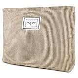 Yosemy Kulturtasche Kosmetiktasche Waschtasche Cord-Kosmetiktasche Makeup Organizer Multifunktionaler Reisen Kulturtasche für Damen Mädchen, Khaki