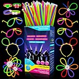 Millegu Knicklichter Party Set,100 Stück Leuchtstäbe 130 Verbinder,Neon Knicklichter Ketten und Leuchtbrillen für Kinder, Deko für Festival Hochzeiten Weihnacht Party Silvester Deko 2025