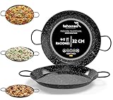 TEHORNEO Paella Pfanne Induktion, Paella Pfanne 32 cm Emaillierter Stahl 4-5 Portionen, Paella Pfanne Grill, Paela Pfanne, Paella Induktion, Paellera Gas, Paella Pfanne für Herd, Paellera 32 cm