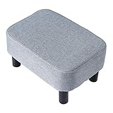 YMYNY Rechteckiger Fußhocker Sitzhocker, 42 x 29 x 23 cm, Gepolsterter Hocker aus Baumwolltuch, Holzbeine, Bequeme und Dicke Sitzbank, platzsparend, für Wohnzimmer, Flur, Büro, Grau HD-HRF-BD214