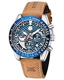 MEGALITH Chronograph Uhren Herren Analog: Wasserdicht Armbanduhr Herren Kalender - Lederarmband Herren Uhr Casual Business