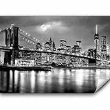 murando Fototapete selbstklebend New York 343x256 cm Tapete Wandtapete Klebefolie Dekorfolie Tapetenfolie Wand Dekoration Wandaufkleber Wohnzimmer Stadt Mon Nacht d-B-0205-a-a