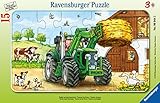 Ravensburger Kinderpuzzle - 06044 Traktor auf dem Bauernhof - Rahmenpuzzle für Kinder ab 3 Jahren, mit 15 Teilen, tolles Weihnachtsgeschenk