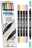 Online Calli.Twin Pastel, Double Line Pen, 5er Set Handlettering Marker, Stifte mit Doppel-Spitze, Kalligraphie-Set, Calligraphie-Spitze und gespaltene Spitze für Bullet Journal, Aquarell