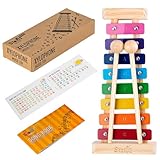 Stoie's 8 Fliesen Regenbogenfarben C-Key Xylofon Klavier Keyboard Spielzeug für Kinder Kleinkinder mit Schlägeln und Notenblatt