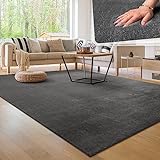 Paco Home Waschbarer Teppich Wohnzimmer Schlafzimmer Kurzflor rutschfest Flauschig Weich Moderne Einfarbige Muster, Grösse:60x100 cm, Farbe:Anthrazit