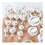 Fondant Ausstecher Set DIY 33tlg, Ausstecher Stempel Ausstechform Modellierwerkzeug, Ausstechformen Blumen, Schmetterling, Sterne,Herzförmig, Blätter zum Torten, Kuchen Backen