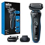 Braun Series 5 Rasierer Herren, mit EasyClick Aufsatz, Elektrorasierer & Trimmer, 3-Tage Barttrimmer, EasyClean, Wet & Dry, wiederaufladbar & kabellos, Valentinstagsgeschenk für Ihn, 51-B1820s, blau