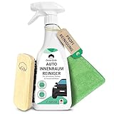 Emma Grün® Polsterreiniger Auto Innenraum Reiniger Set 500ml [+ Bürste & Mikrofasertuch] - Cockpitpflege Innenraumreiniger Auto für Kunststoff & Leder - Cockpit & Autositz Reiniger - Deep Cleaner Auto