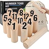 GOLDGE Kubb Wikingerspiel Zahlen Wikingerschach Wurf Spiel Kubb Spiel Holzspiel Wikinger Schach für Kinder Erwachsene Outdoor Spiele