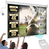 Jago® Leinwand Beamer - 1:1, 4:3, 16:9, HD 4K 3D, Rollo, Ausziehbar, Elektrisch, mit Fernbedienung, Deckenmontage/Wandmontage - Beamerleinwand, Projector Screen, Motorleinwand, Heimkino (203x152 cm)