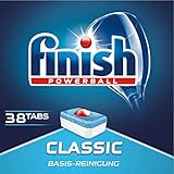 Finish Classic Spülmaschinentabs, phosphatfrei – Geschirrspültabs mit Powerball für die Basis-Reinigung des Geschirrs – Großpackung mit 38 Finish Tabs