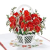 CUTPOPUP Red Rose - Geburtstagskarten für Frauen, Muttertagskarte, Pop-Up-Geburtstagskarte, Geburtstagskarte Frau, 3D-Gruß an Ihre Mutter, Frau, Tochter, Schwester (Rosenvase) US8-341515