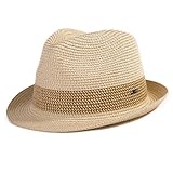 Comhats Herren Strohhut Trilby für Sommer, Sonnenschutz - Faltbarer Panama Hut, Fedora für Strand, Festival - Rollbar & Stilvoll Beige Groß L