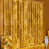 A.bigwhale Lichtervorhang 2x2m, lichterketten Vorhang Innen, 200 LED vorhang lichterkette hängend USB Lichtervorhang Warmweiß für Hochzeit Party Weihnachten Wand Schlafzimmer Deko