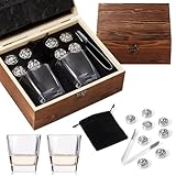 bestyks Whiskey Gläser Set besteht 8 Löwenkopf-Whisky-Eiswürfel, 2 Whisky Gläser, Whisky Geschenke für männer - Whisky Zubehör Set - Whisky Steine - kreatives Geburtstagsgeschenk für Papa oder Freund