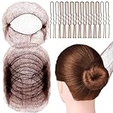 20 Stück Unsichtbare Haarnetze, Dutt Haarnetz, Haarnetze Elastisches, mit 40 U-förmigem Clips,Nylon Haarnetze,Wiederverwendbare Haar Netze Schlafen,für Kinder, Mädchen, Frauen haardonut