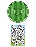 Dekozauber24 2er Set Fußball Essbarer Tortenaufleger 20cm + 20x Essbare Muffinaufleger, aus Oblate, Tortendeko Kindergeburtstag Fussball Motto