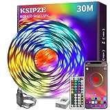 KSIPZE Led Strip 30m RGB LED Streifen mit Fernbedienung Bluetooth Musik Sync Timer-Einstellung Dimmbar Farbwechsel Led Lichterkette Lichtband Leiste Band für Zimmer Partei deko