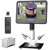 LINKMICRO LM210 10.1'' LCD Digitales Mikroskop Erwachsene Löten Kamera [12'' Mikroskopständer] 260X Münzmikroskop für Elektronik Reparatur PCB DIY, 32G SD Karte