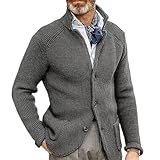 Verdickter Cardigan mit Langen Ärmeln für Herren, warme Freizeitjacke, Strickjacke für Herren, Pullover, Jacke, Mantel (Grey,S)