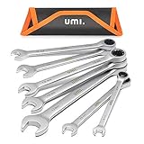 Amazon Brand - Umi 7tlg. Ringmaulschlüssel Set, 8, 10, 11, 12, 13, 14, 17mm Maul-Ringratschenschlüssel-Satz mit Aufbewahrungstasche, Schraubenschlüssel für Reparatur, Wartungsarbeit