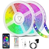 Bonve Pet LED Strip 20m, Bluetooth RGB LED Streifen, Farbwechsel LED Lichterkette mit Fernbedienung, App-Steuerung, Musikmodus, Timer-Einstellung, Dimmbar, LED Band für Haus Schlafzimmer TV Küche