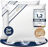 CALMONT 3-Kammer Daunenkissen 80x80 I flauschig & für Allergiker geeignet I Fast 100% Daunen I Langlebig & Atmungsaktives Bettkissen für erholsamen Schlaf I Kopfkissen 80x80 (80 x 80 cm (2er Set))