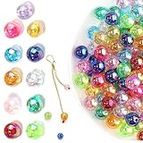 MsTeco Acrylperlen,800 Stück Bunte Perlen Große Perlen 8mm Perlen Rund Bastelperlen zum Auffädeln für DIY Schmuckherstellung, Armbänder, Halsketten Basteln