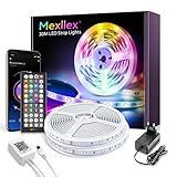 LED Strip 30m,Bluetooth LED Streifen,RGB Farbwechsel LED Lichterkette 30M mit Steuerbar via App, 16 Mio. Farben, Fernbedienung, Sync mit Musik, LED Band für Schlafzimmer TV Zuhause Schrankdek (2x15m)