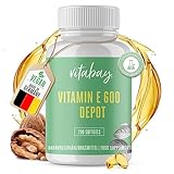 Vitabay Hochdosiertes Vitamin E 600 IE Depot - 200 VEGAN Softgel Vitamin E Kapseln hochdosiert mit Tocopherol und Tocotrienol - Natürliches Vitamine Vit E - Vitamins Softgels Kapsel mit Tocotrienole