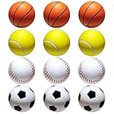 Xiuyer Mini Sportbälle, 12pcs Schaumstoffbälle Schwammball Kit Antistressbälle Soft Bälle für Kinder Tennisbälle Tischfußball Kickerbälle Softball für Erwachsene Übungs Haustiere Training Büro