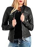 ONLY Damen Biker Kunstleder Jacke Langarm Shacket Übergangs Blazer PU Coated Shirt ONLBANDIT, Farben:Schwarz, Größe:40