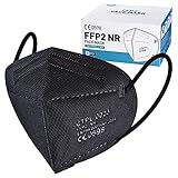 20 Stück FFP2 Masken Schwarz CE0598 Zertifizierung Mundschutz FFP2 Filtr-rate ≥ 95% 5-Lagige Maske, Einzeln verpackte KN95/FFP2 Maske atmungsaktive, Mit verstellbarem Nasendraht FFP2 Atemschutzmaske