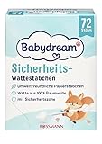 Babydream Sicherheits-Wattestäbchen mit Sicherheitszone 4 x 72 Stück 100% Baumwolle