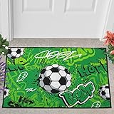 YJUHG fußball Fussmatten für Innen Außenbereich Rutschfester Schmutzfangmatte Waschbar Fussabtreter Wetterfest Sauberlaufmatte Einzugsgeschenke Doormat für Haustür/Eingangsbereich Multicolor 40x60cm