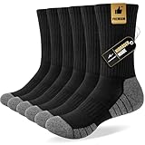 Niorasen Socken Herren Damen 43-46, 6 Paar Winter Atmungsaktive Baumwolle Wandersocken Sportsocken Trekkingsocken, Warme Gepolsterte Hochleistung Laufsocken Tennissocken, Schwarz