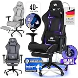 ELITESEATS Gaming Stuhl Ergonomisch [TESTSIEGER] Kratzerfreie Rollen Atmungsaktiv, 4D-Armlehnen, mit Fußstütze | Ergonomischer Gamingstuhl Stoff 150 kg Belastbarkeit | Gaming Chair | Gaming Sessel