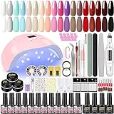 PEACECOLOR Gelnägel Starterset, 18 Farben UV Nagellack Set mit UV Lampe 36W Elektrische Nagelfräser Gel Nägel Selber Starterset Gellack Nägel Nagelstudio Set Geschenk für Frauen