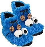 Sesamstraße Hausschuhe - Krümelmonster 3D Plüsch Booties Stiefel Cookie Monster Blau (Blau, EU Schuhgrößensystem, Erwachsene, Numerisch (von/bis), M, 37, 38)